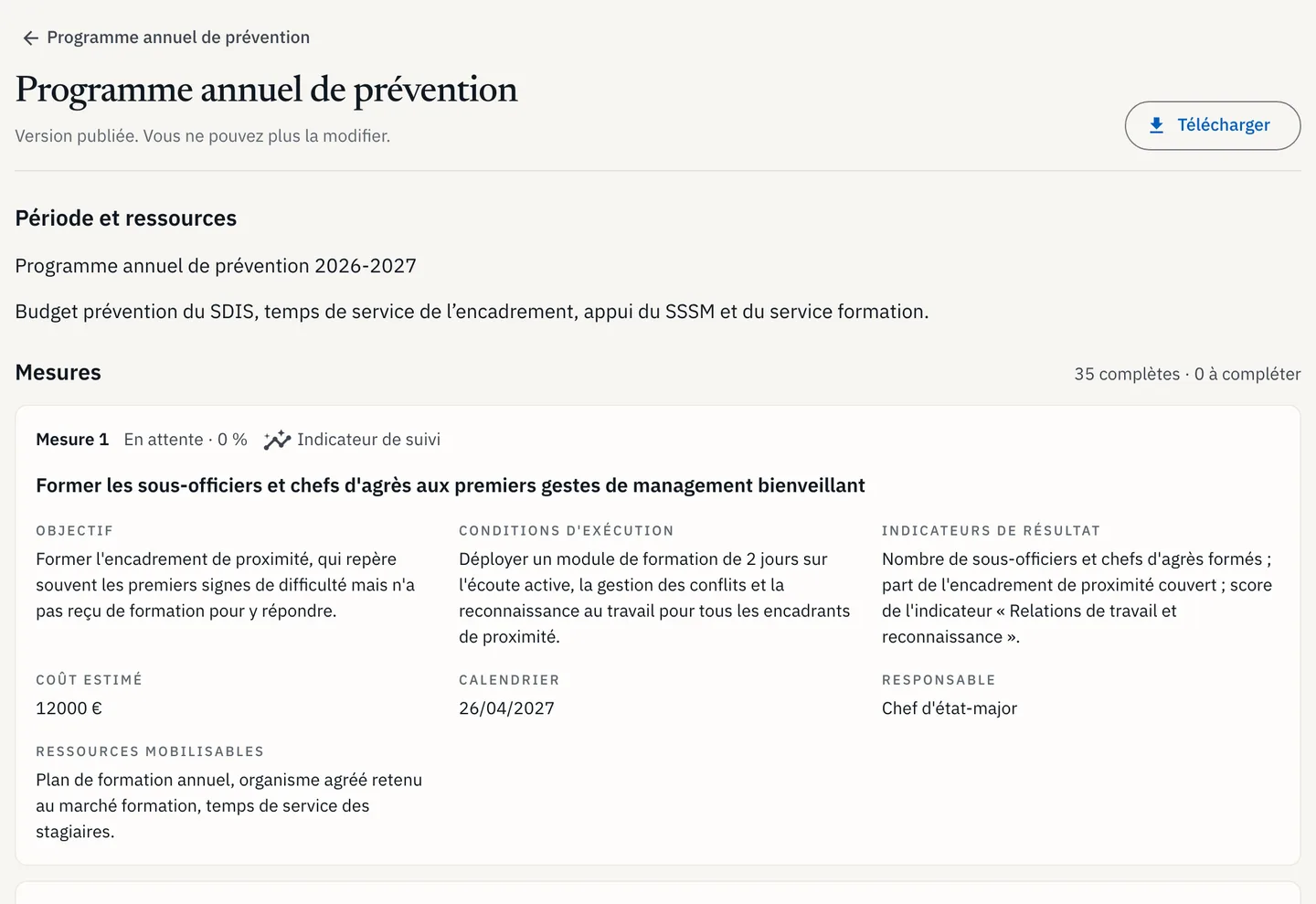 Programme annuel de prévention publié dans Odana : le détail de sa première mesure